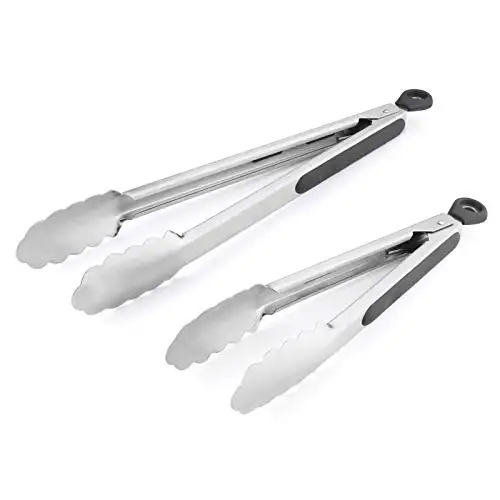 9/12 Inch Stainless Steel BBQ Grilling Tongs Salad Food Clip Non-Slip Handle Bread Serving Tong Cooking Barbecue Clip Clamp