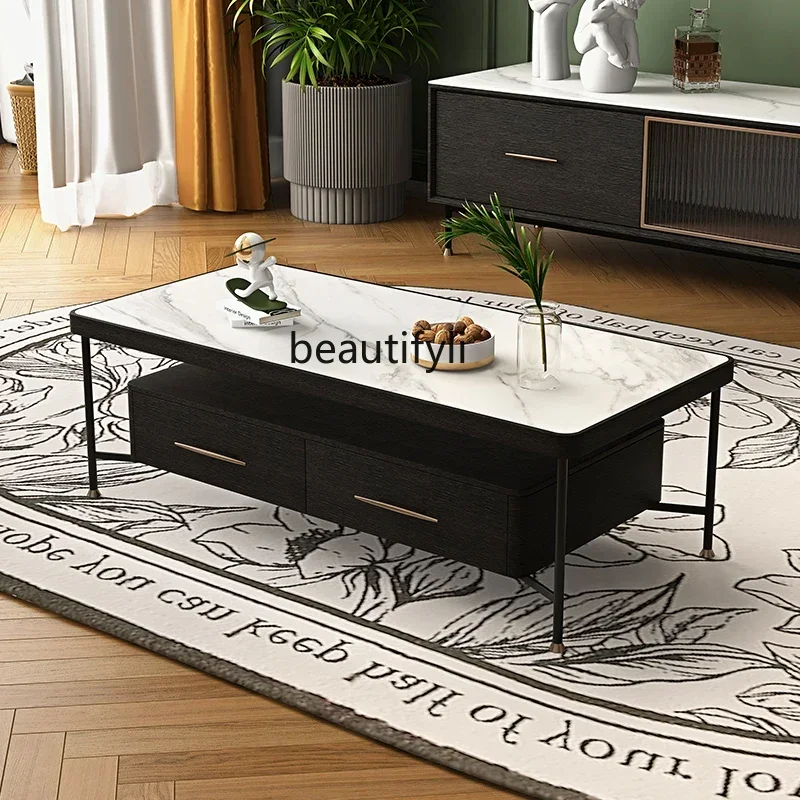 منتصف القديمة طاولة القهوة الخشبية الصلبة المنزل شقة صغيرة ضوء غرفة المعيشة الفرنسية خزانة ضوء الفاخرة تشانغهونغ طاولة شاي زجاجية #5