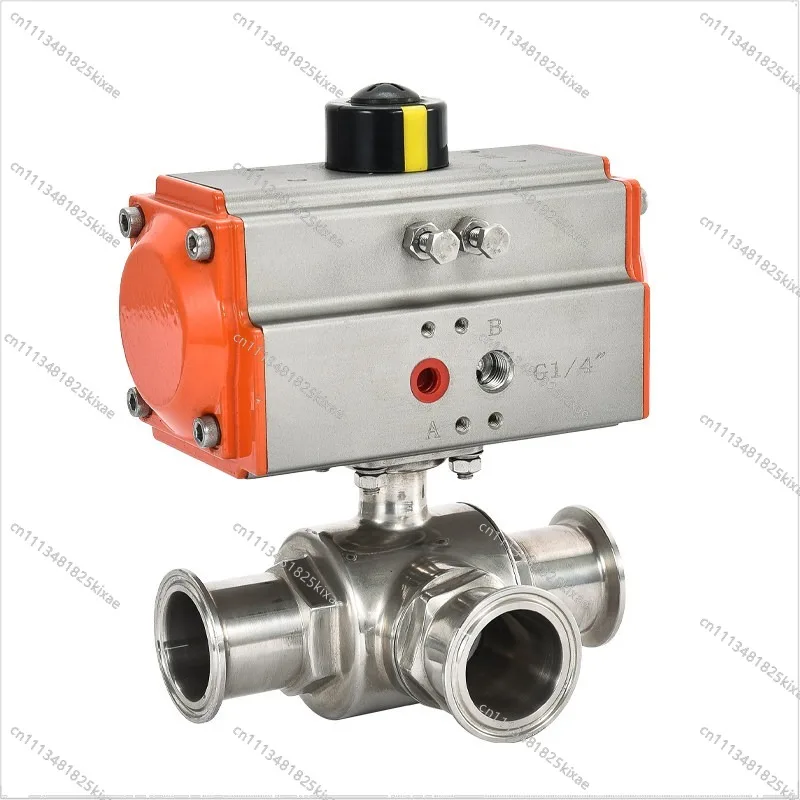 For Pneumatic Three-way Ball Valve Quick Loading T-L Stainless Steel Sanitary Grade Clamp 304 Chuck Quick Switching 316 Actuator