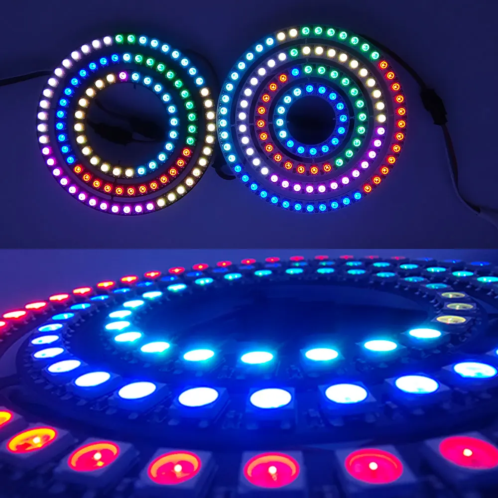 WS2812B LED Ring 8/16/24/35/45Leds WS2812 LED Pixel Individually Addressable RGB Light Ring SMD 5050 RGB IC Led Modules Light 5V