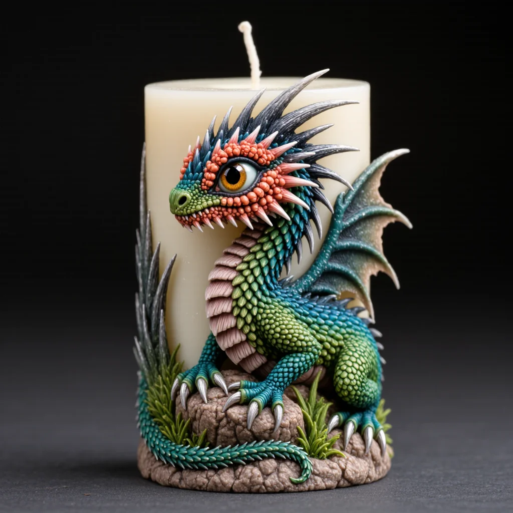 【Craftsmanship Details】Jurassic Three-Dimensional Dragon Sculpture Candle Mold Velociraptor Shape Silicone Mold with Clear and Sharp Scales and Claws, Dual-Purpose for Gift and Decoration