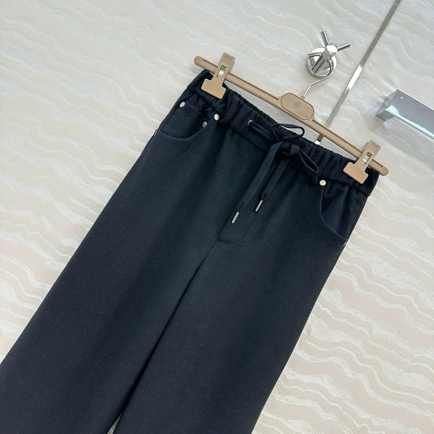 편안한 캐주얼 울 스트레이트 레그 팬츠 여성용 다용도 롱 바지 따뜻한 가을 겨울 패션 트렌드