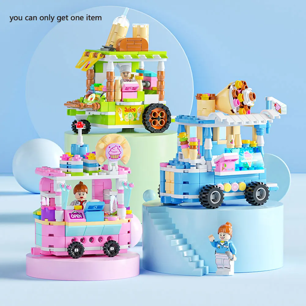 الدماغ تعزيز كتل خشبية مجموعة: الآيس كريم شاحنة ديكور DIY بها بنفسك عدة مسرح شارع صغير للبنين والبنات