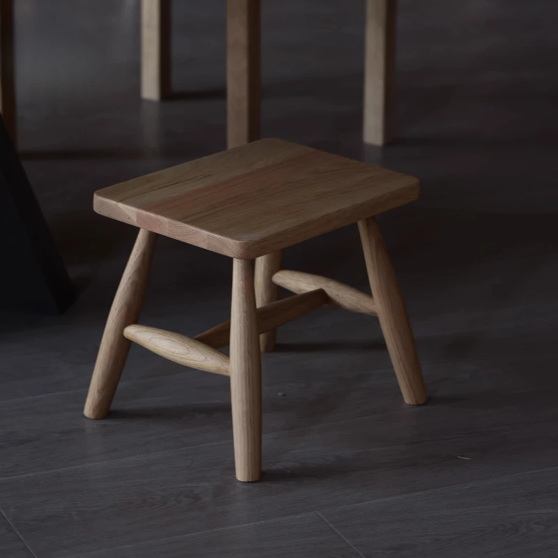 

Wood Single Chair, Entryway Shoe Stool, Wabi-Sabi Solid Wood Furniture, Small Living Room Seat, Multi-Purpose Home Seating