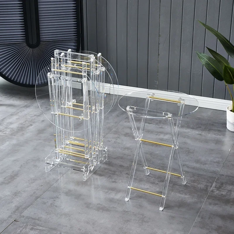 East acrylic transparent coffee table plexiglass folding table 5-piece set, convenient, practical and durable