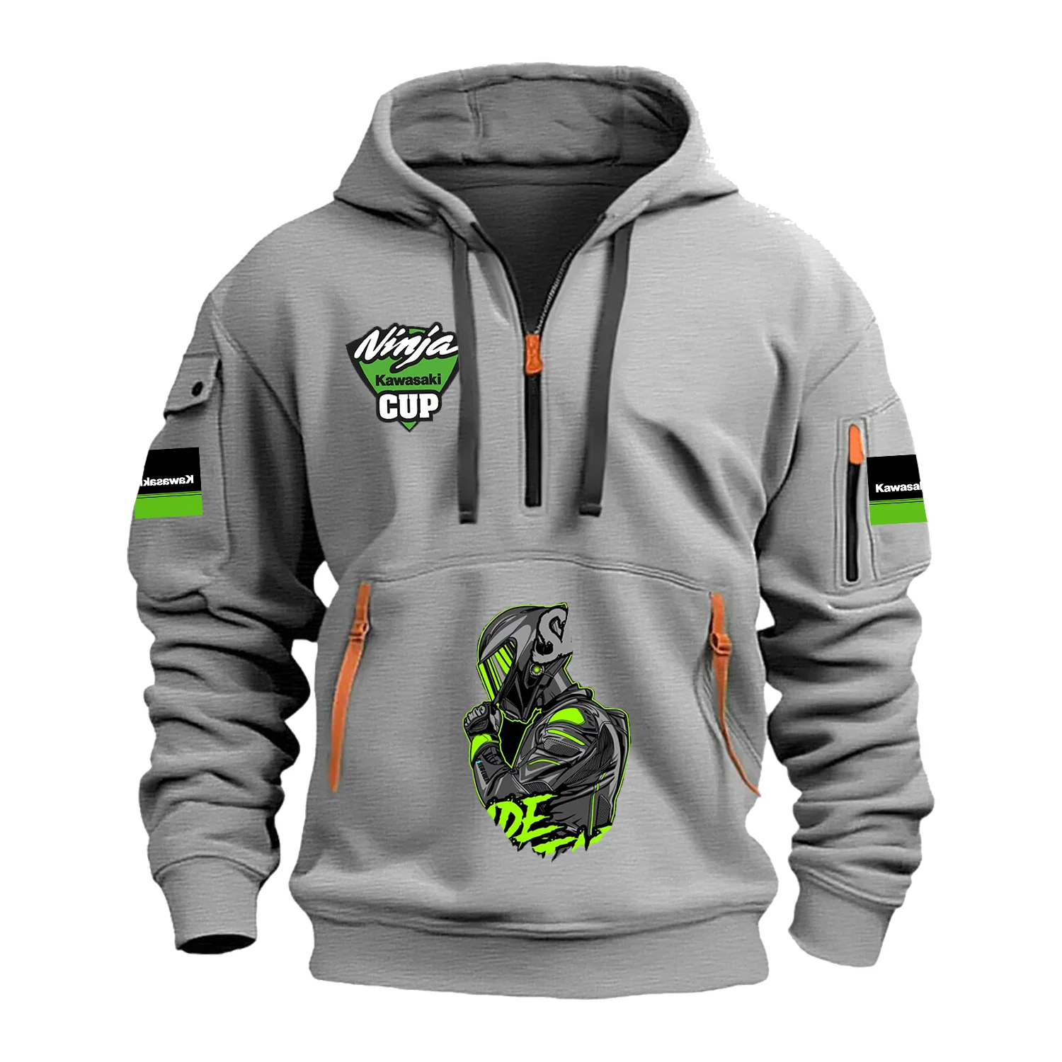 Kawasaki Oversized Hoodie Racing Suit Sweatshirt Motorcycle Uniform Sweatshirts With Zip High-quality Mens Clothing Unisex Men's