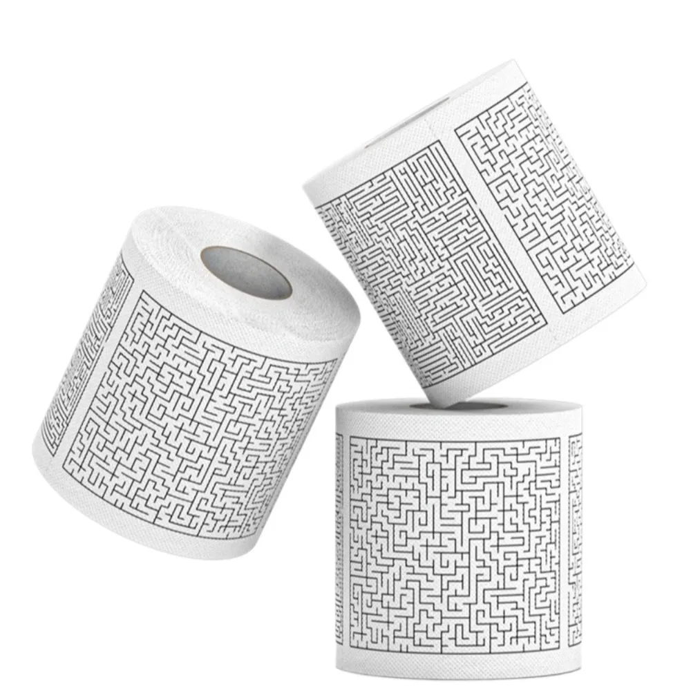 100 Sheets 1 Rolls Maze Printed Toilet Paper Stress-relieving Game Toilet Tissue for Students with Excellent Unique Interests
