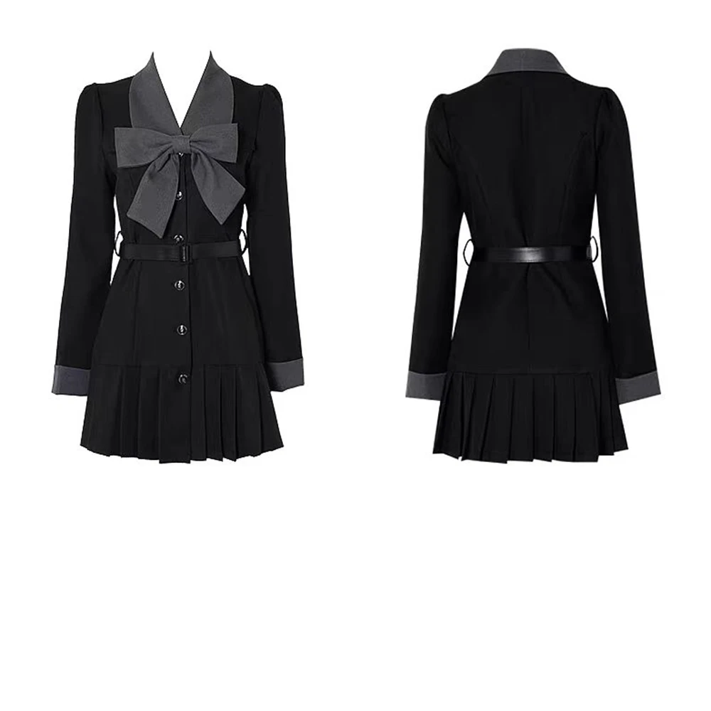 [حزام مجاني مع بطانة] سترة نسائية جديدة للخريف والشتاء بخصر على شكل فيونكة قصيرة ورغبة نقية للرياح