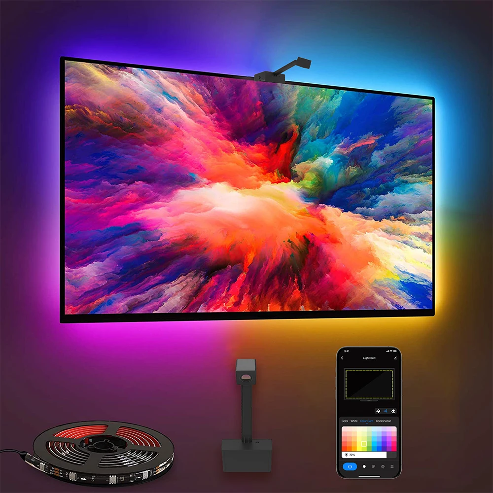 RGBIC LED Light Strip WIFI Mini Camera TV Screen Music Sync Tuya Smart Home Alexa APP Game Bedroom TV Background Ambient Light
