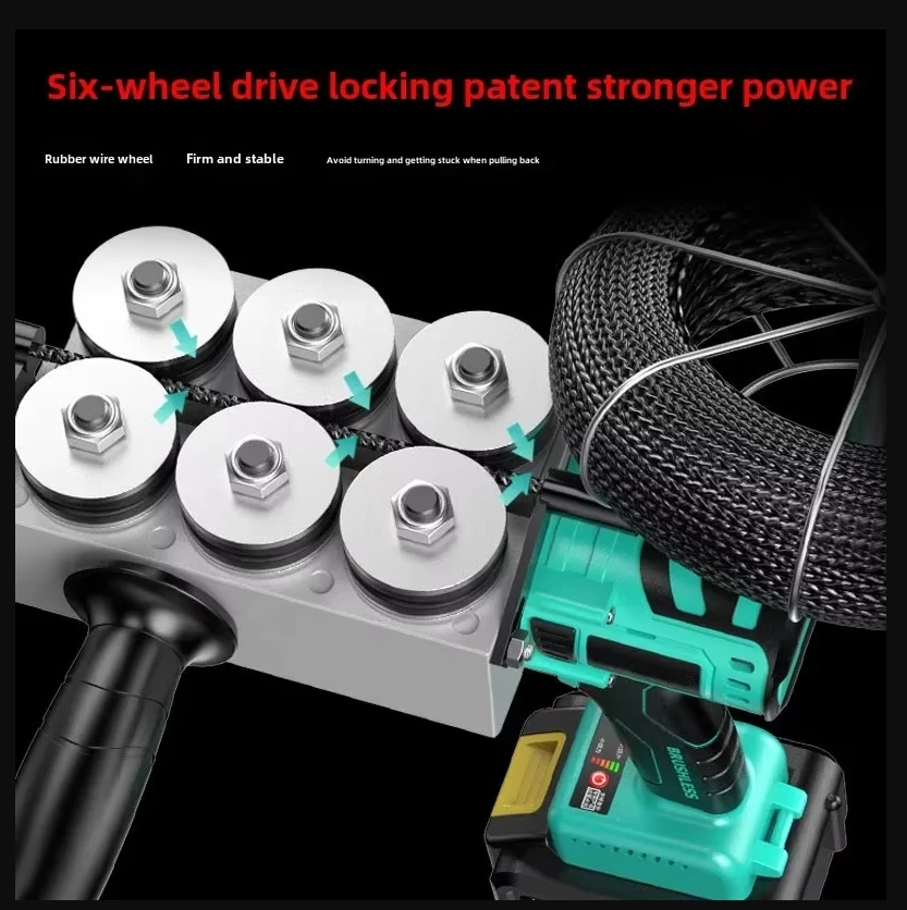 

110V/220V Electric Wire Puller Machine, Automatic Threader Tool for Electrical and Plumbing Work with Lithium Battery BDC