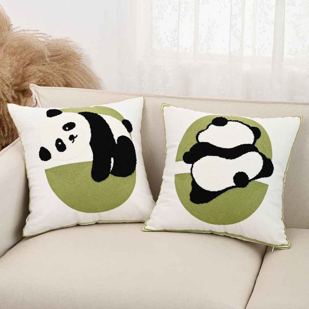 

BUYNOW 45x45 см милая наволочка с вышивкой панды, чехол для подушки с животными, чехол для гостиной, дивана, наволочки, домашний декор для гостиной