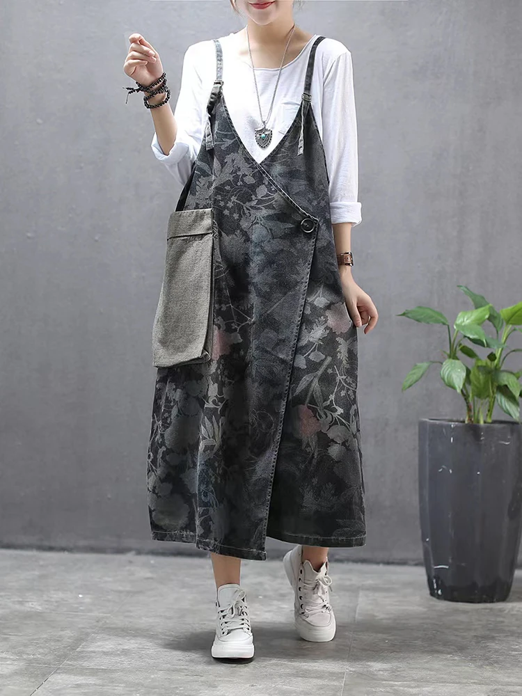 Max LuLu 2024 Summer Streetwear Womens Printed Loose Denim Sleeveless Dress Ladies Fashion Casual Vestidos Vintage Long Clothes