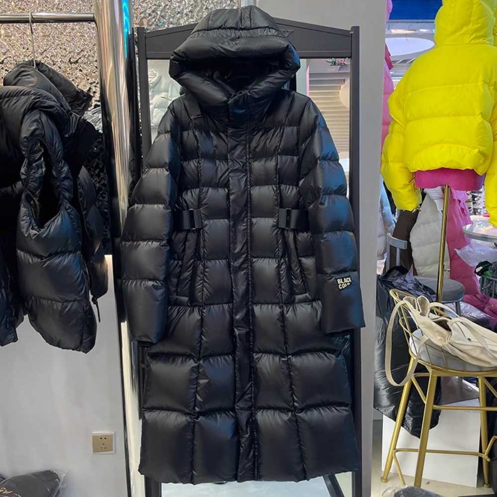 Femmes hiver à capuche coupe-vent blanc duvet d'oie manteau européen surdimensionné doudoune ample déplacements décontracté chaleur doudoune
