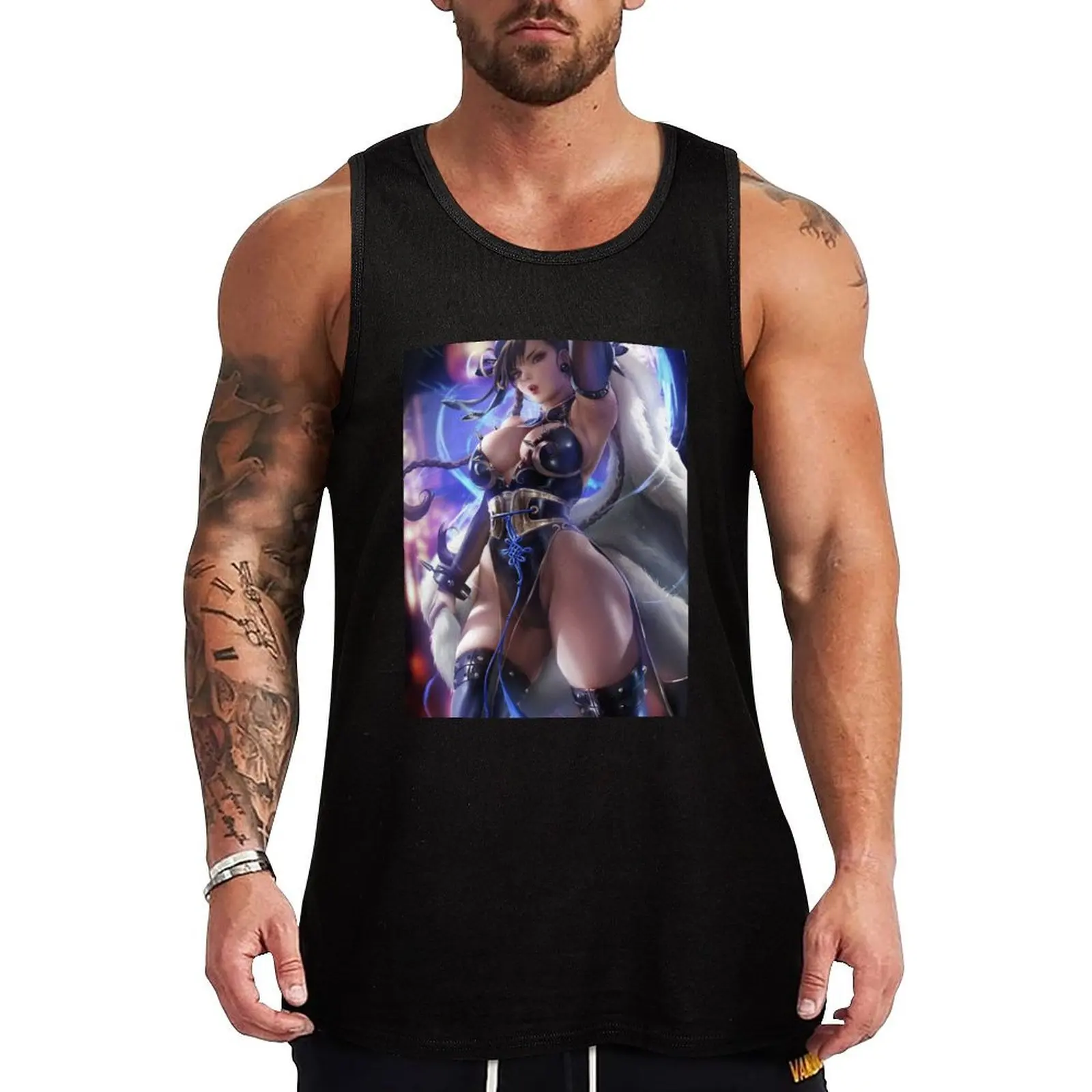 Chun-Li pinup Tank Top cotton t-shirts man Men's summer clothes Top