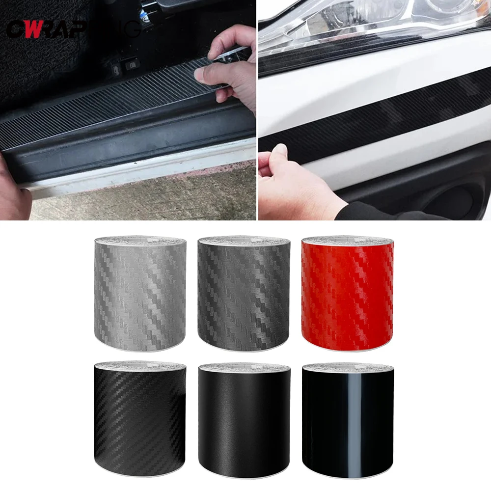 3D Carbon Faser Auto Aufkleber Anti-Scratch Wasserdichte Carbon Faser Auto Tür Sill Seite Schutz Aufkleber für Auto Zubehör