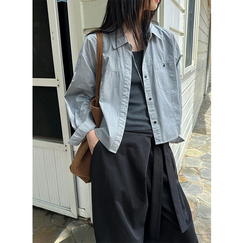

Vintage Long-sleeved Shirt Women's Fashion Suit 2025 Autumn New Versatile Cropped Casual Top