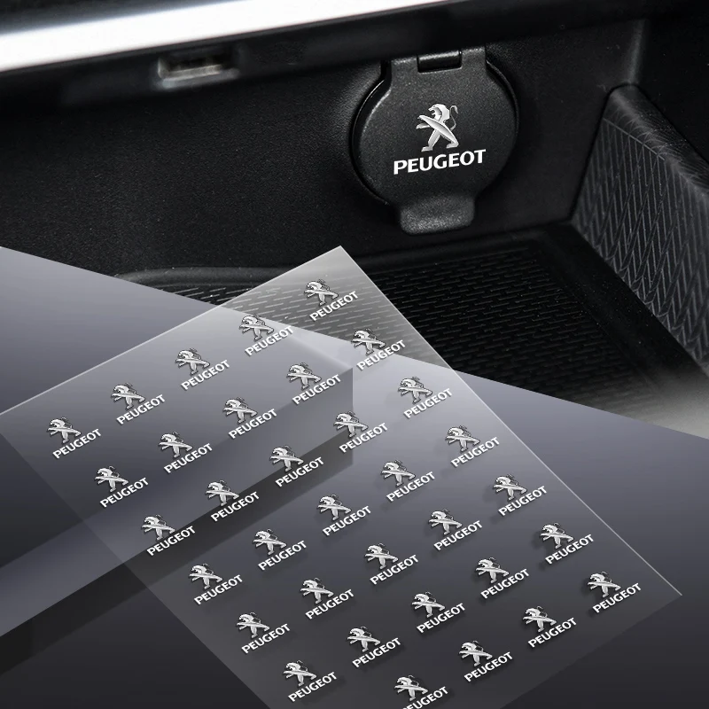 1/2/5/10pcs Car Interior Sticker Central control Decals Emblem Badge For Peugeot 206 307 308 3008 207 208 4008 508 2008 5008