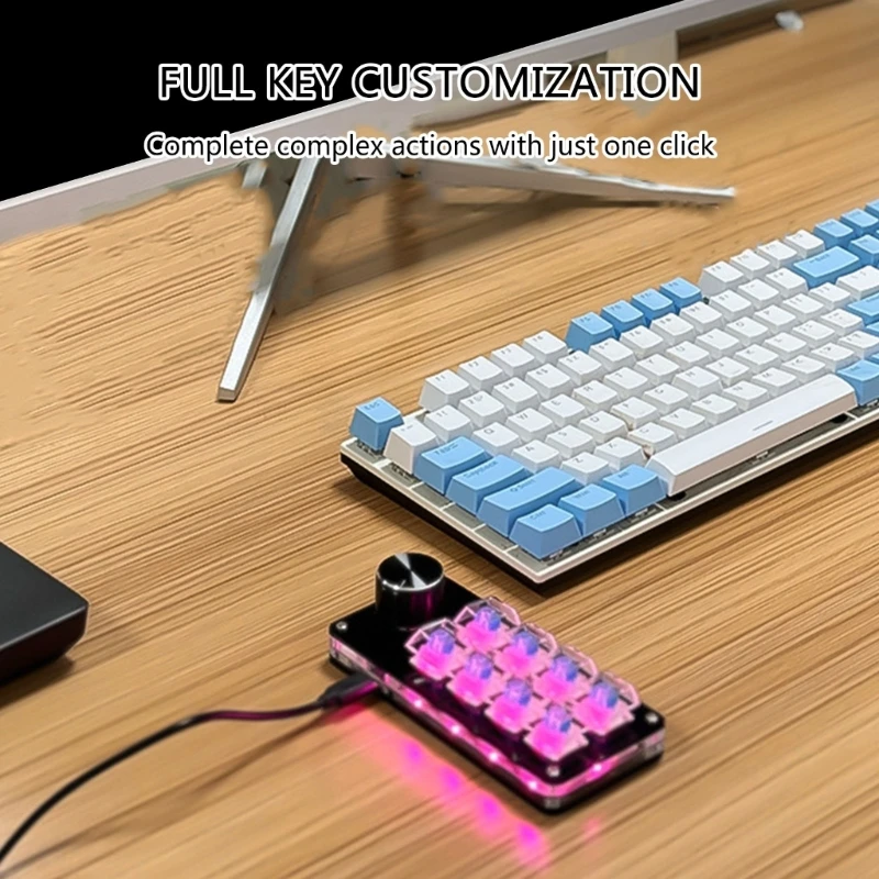 Customizable Macro Keypad with Double Knob, 9Key/10Key/12Key/15Key Mechanical Gaming Keyboards, Programmable Keypad