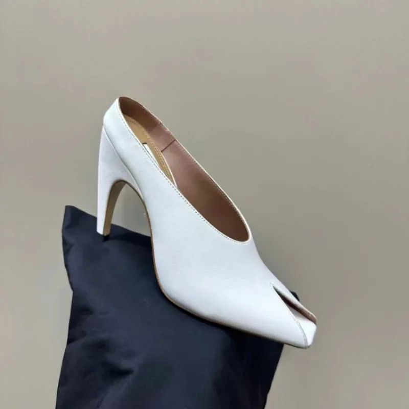 2026 New Show Style 10.5cm High Heel Fish Mouth Sandals Black and White Fashion Sexy Professional Commuter Slippers Size 43 - view 4