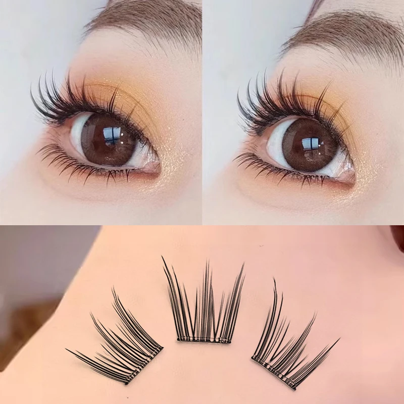 Noglue False Eyelashes 6 Rows Self-adhesive Eyelash Extension Natural Individual Cluster Grafting DIY Lashes
