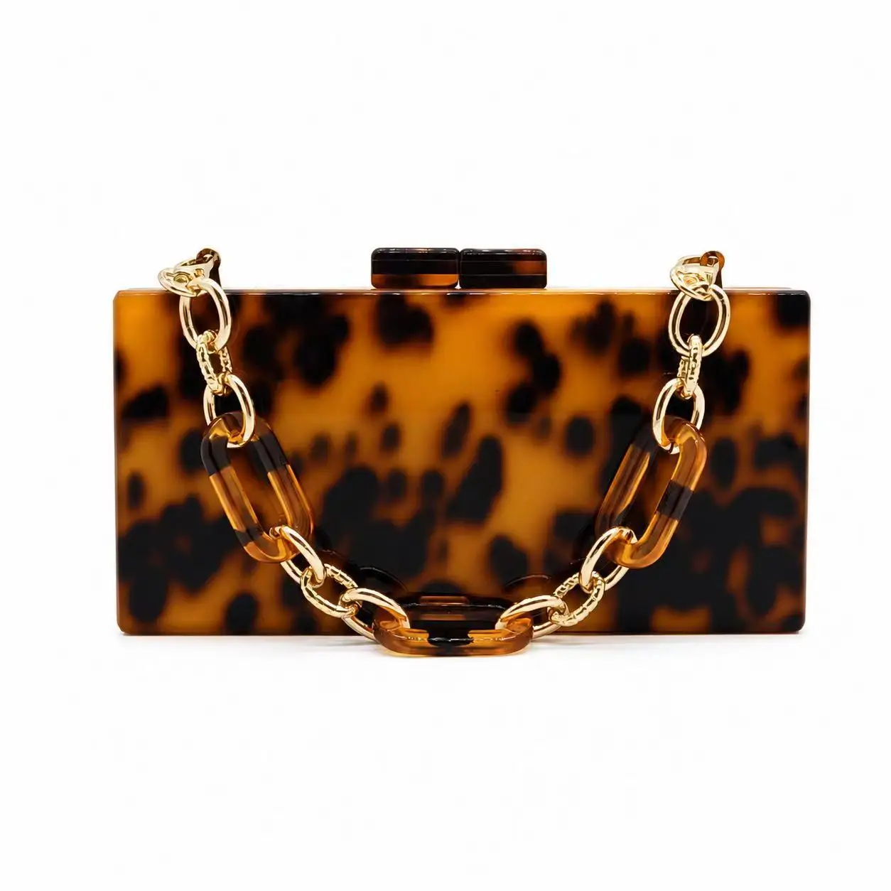 Trendy Acrylic Clutch Bag for Women Summer  Dinner Bag Retro Amber Color Chain Strap Handbag Stylish Ladies Shoulder Bag