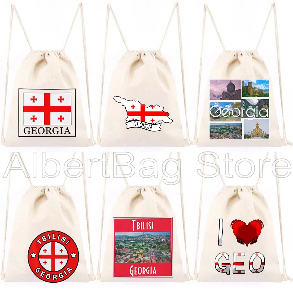 

Tbilisi Georgia Country Flag Map Perfect Gift For Everyone Drawstring Backpack Bags Sports Gym Sackpack String Bag Yoga Hiking