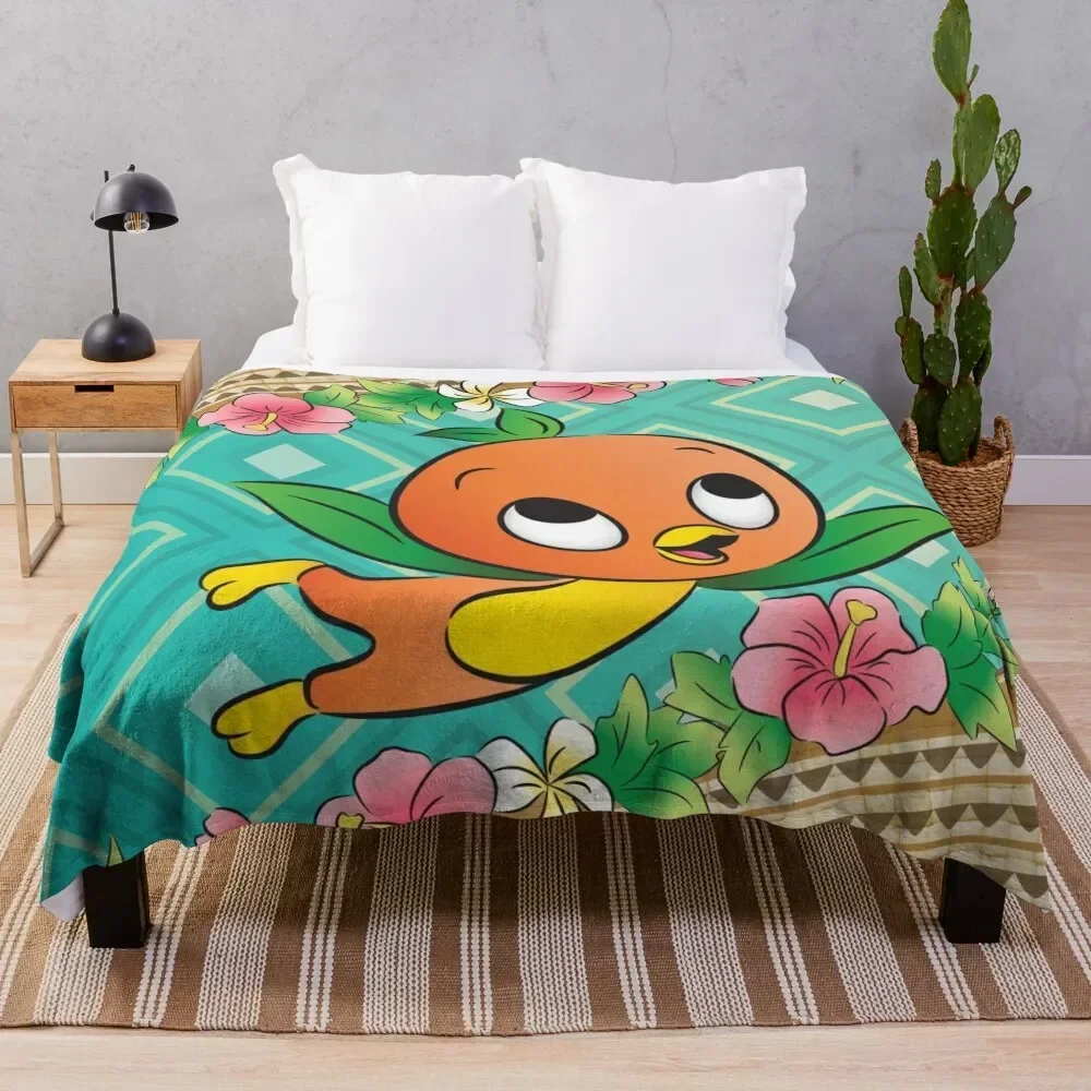 

Tropical Turq Orange Bird Throw Blanket Thermals For Travel Furry Blankets