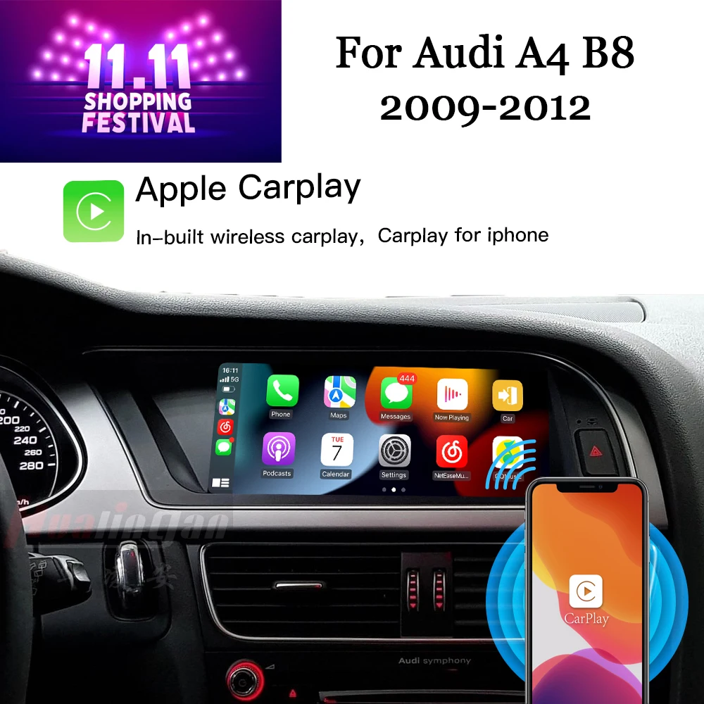 

8.8 ”Android head unit for 2009 2010 2011 2012 Audi A4 S4 B8 concert aftermarket radio stereo upgrade Android Auto Apple CarPlay