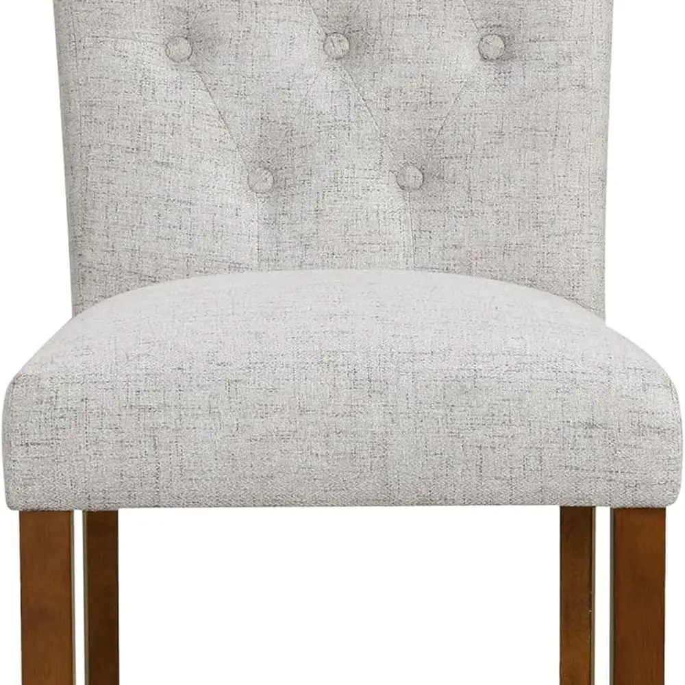 Button Tufted Fabric Dining Chairs - Neutral Textured Solid Woven (Set of 2)