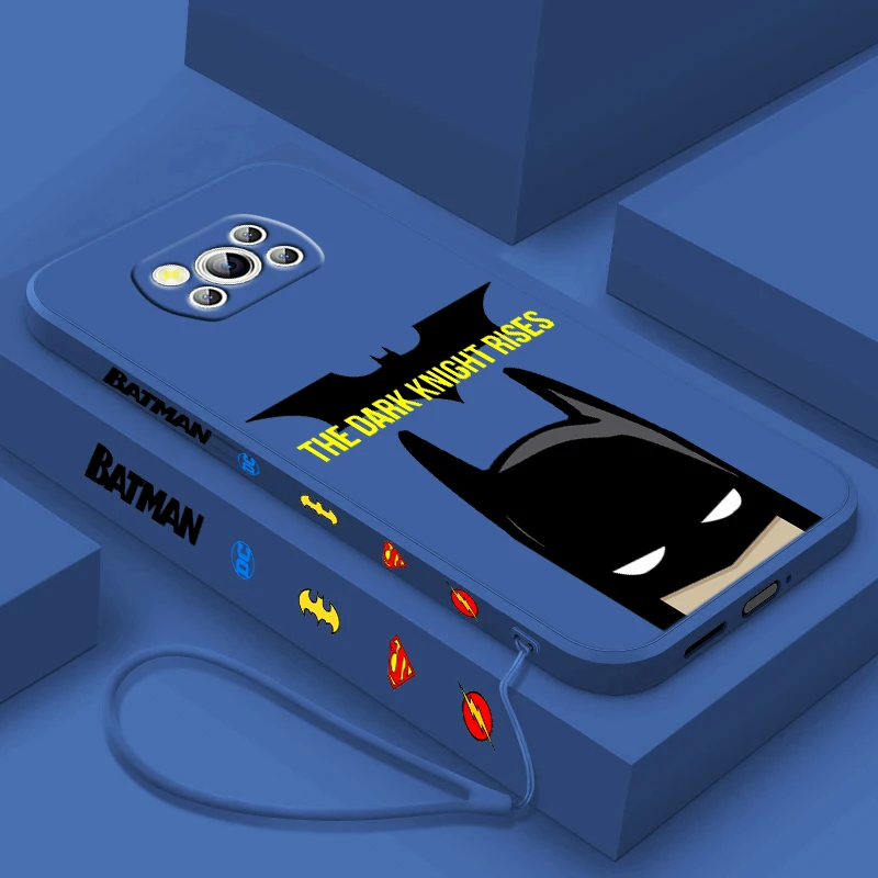 Cartoon B-batman Cool For POCO M5S M4 M3 C55 C50 C40 C3 X5 X4 X3 Pro GT NFC Liquid Left Rope Phone Case