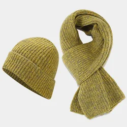 Knitted hat set unisex scarf two-piece set outdoor cold warm colorful thickened set adult Winter