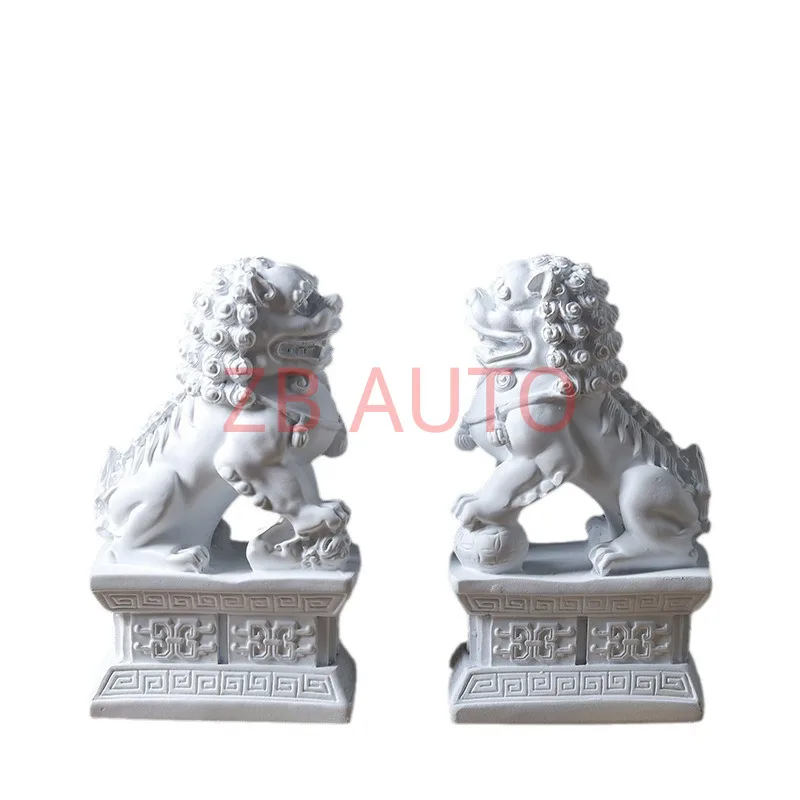 

Белые декоративные фигурки львов из смолы в новом китайском стиле Дзен, подставки для книг, аксессуары для книжных полок, прихожих и тумб под телевизор