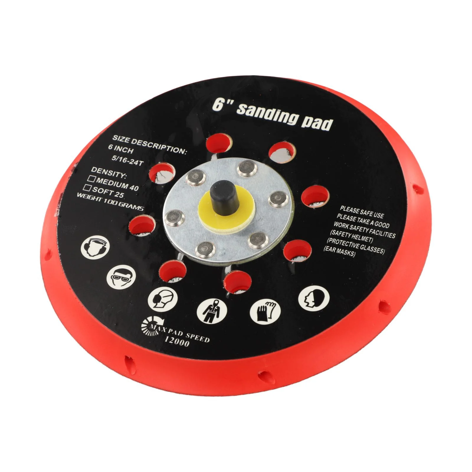6 Inch 150mm Backing Pad with 17 Holes for Orbital Sanders Supporting High Speed Grinding and Sanding with Threaded Attachment