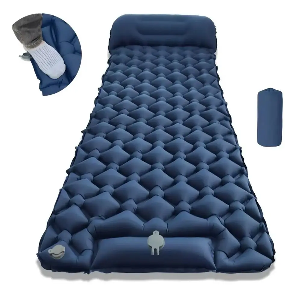 

1Pcs Durable Single Camping Air Mattress TPU Moisture Resistant Foot Strap Pillow Portable Ultra Lightweight Inflatable Sofa