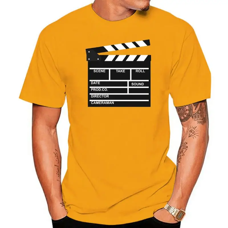 Funny Men T-shirt Clapperboard T Shirt Director Video Scene Grey Tshirts TV Movie Clapper Board Film Slate Cut Clothes Cotton