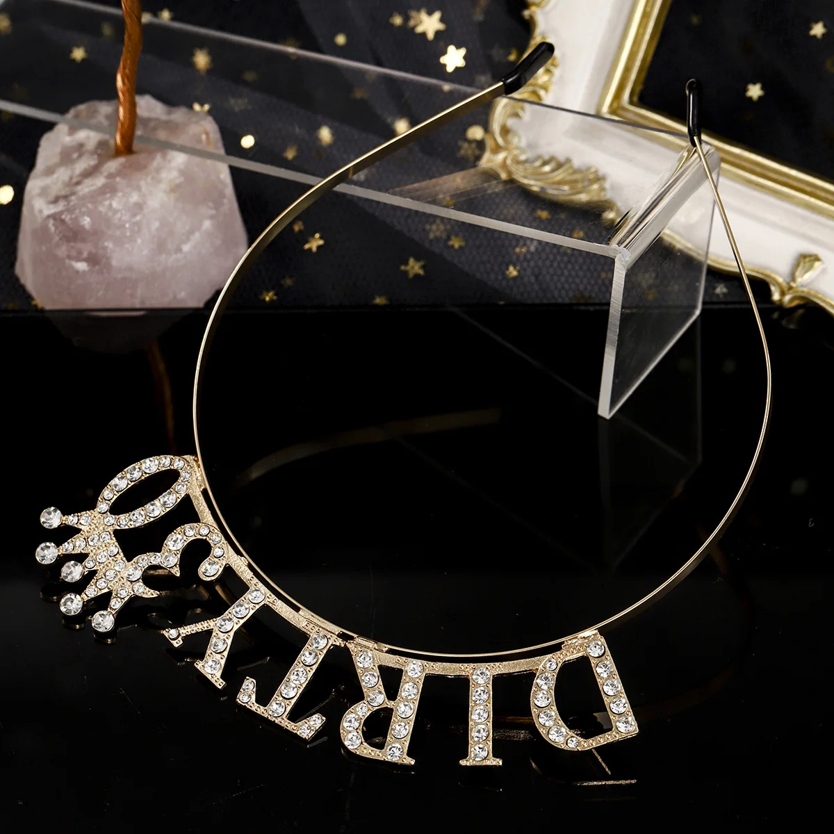 Glänzendes Strass-Stirnband mit englischen Buchstaben „Alles Gute zum Geburtstag“ für Frauen, Zinklegierungsmaterial, Party-Schmuck, beliebtes Haar-Accessoire – Detail 21