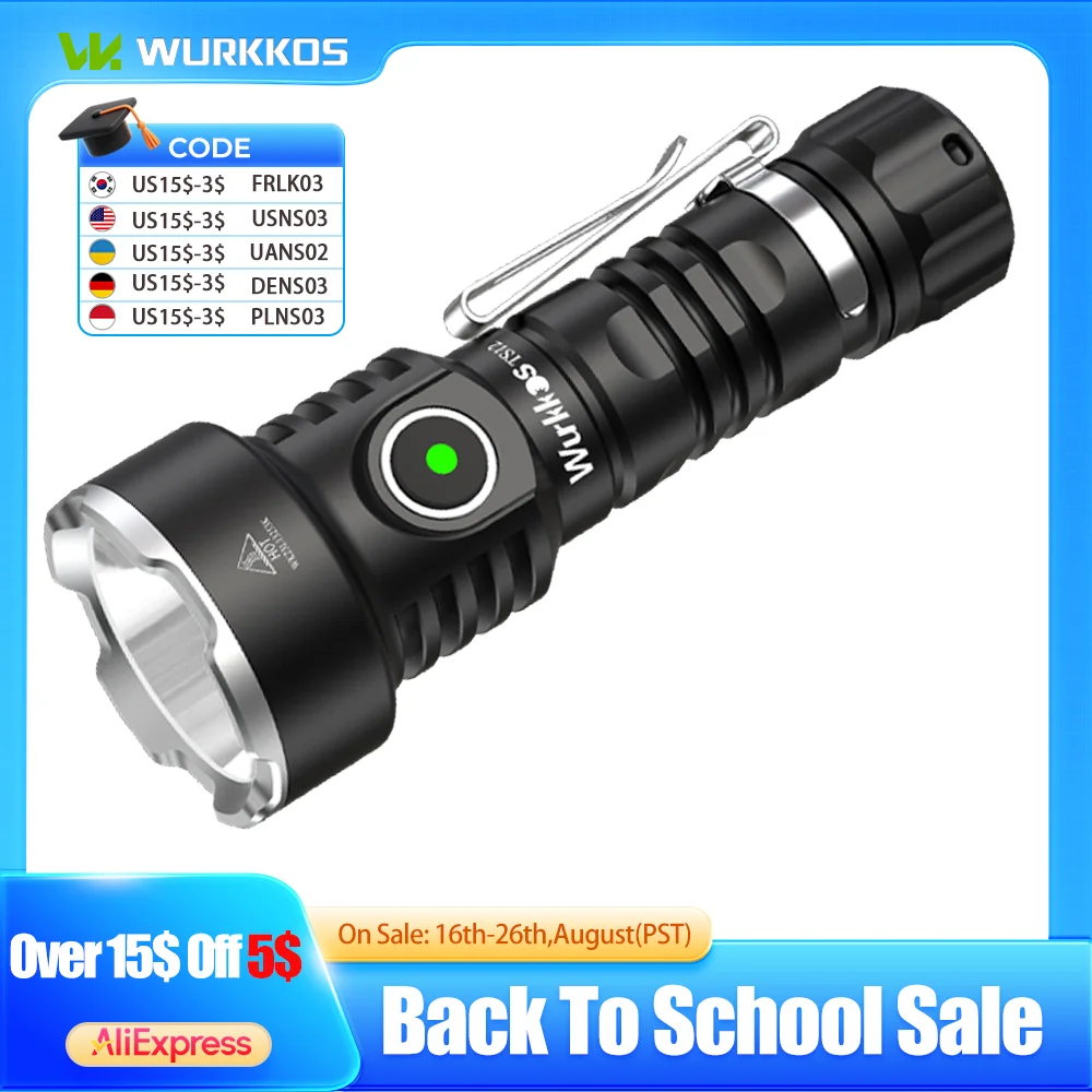 Wurkkos TS12 1050LM Mini-Taschenlampe, wiederaufladbare EDC-LED-Taschenlampe, 14500 magnetische Taschenlampe, IP68, wasserdicht, Selbstverteidigungslampe