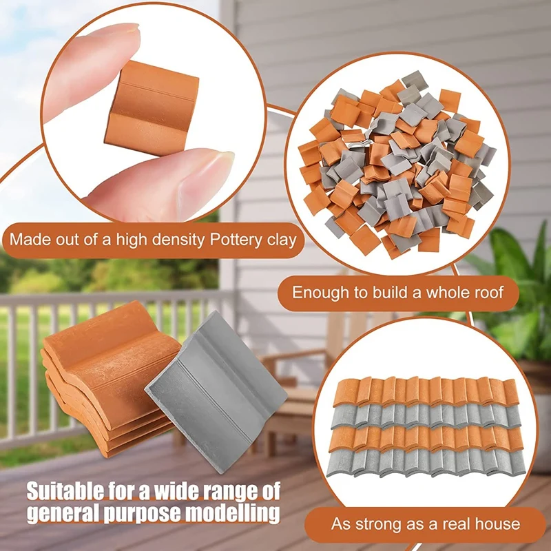 200Pcs Roof Tiles Building Set Miniature Tiles Mini Dollhouse Shingles Fake Tile Landscape Garden Diorama Roofing