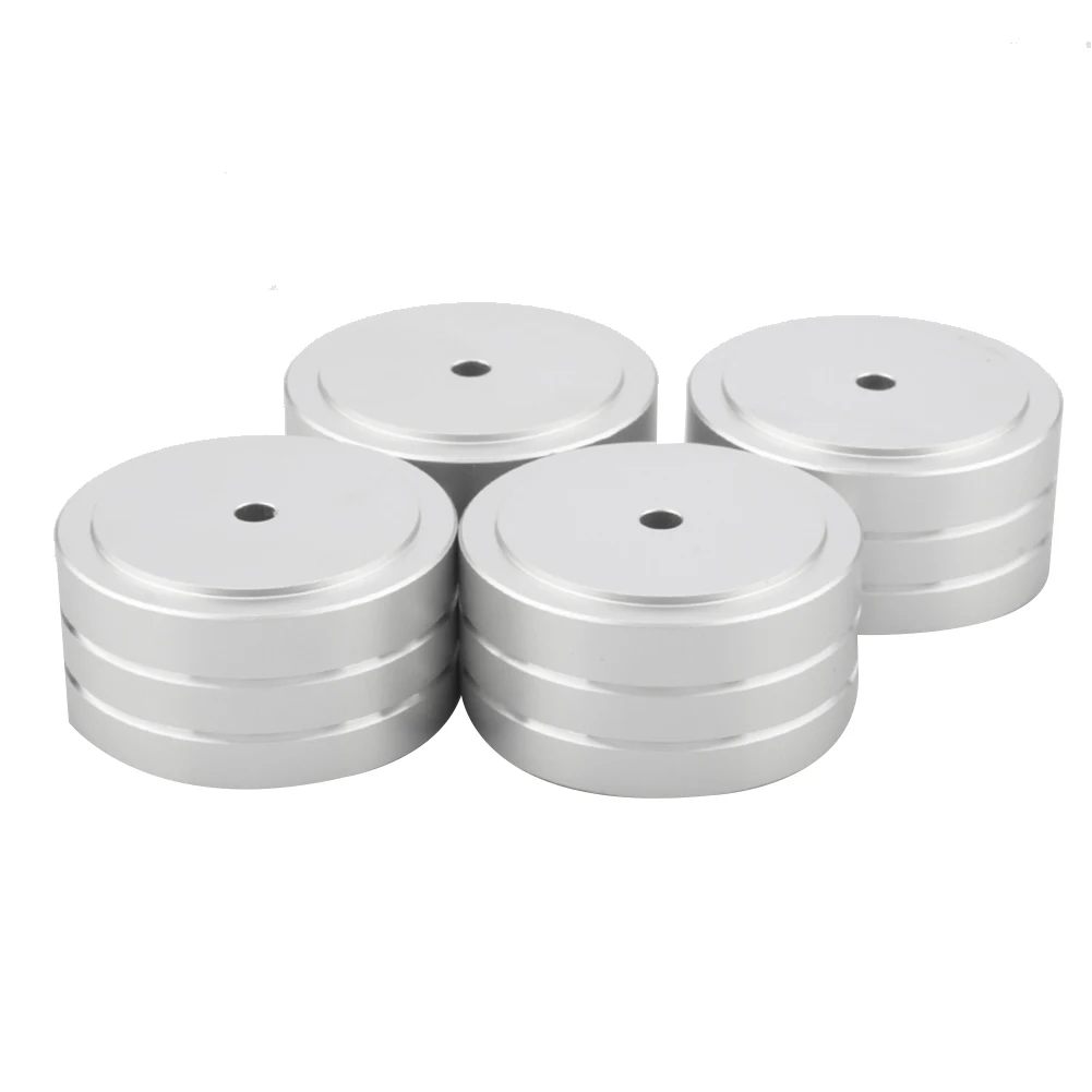 SMIEA 4 Pezzi 40X20mm Alluminio HIFI AMP Altoparlante Isolamento Supporto Giradischi DAC Piedini Pad (Argento)