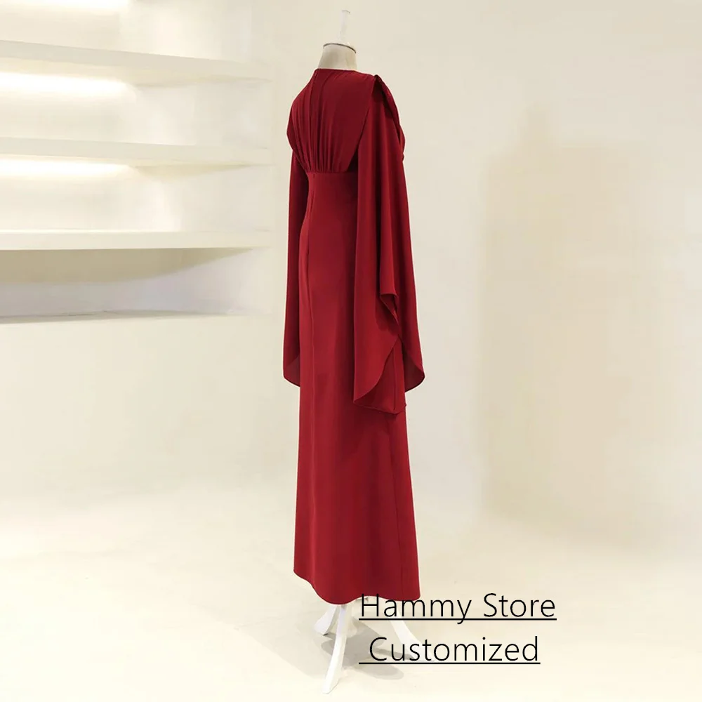 فستان سهرة مخصص للحفلات العربية متواضع برقبة دائرية وأكمام طويلة مطرز بالأحجار فساتين رسمية للحفلات الراقصة للمرأة