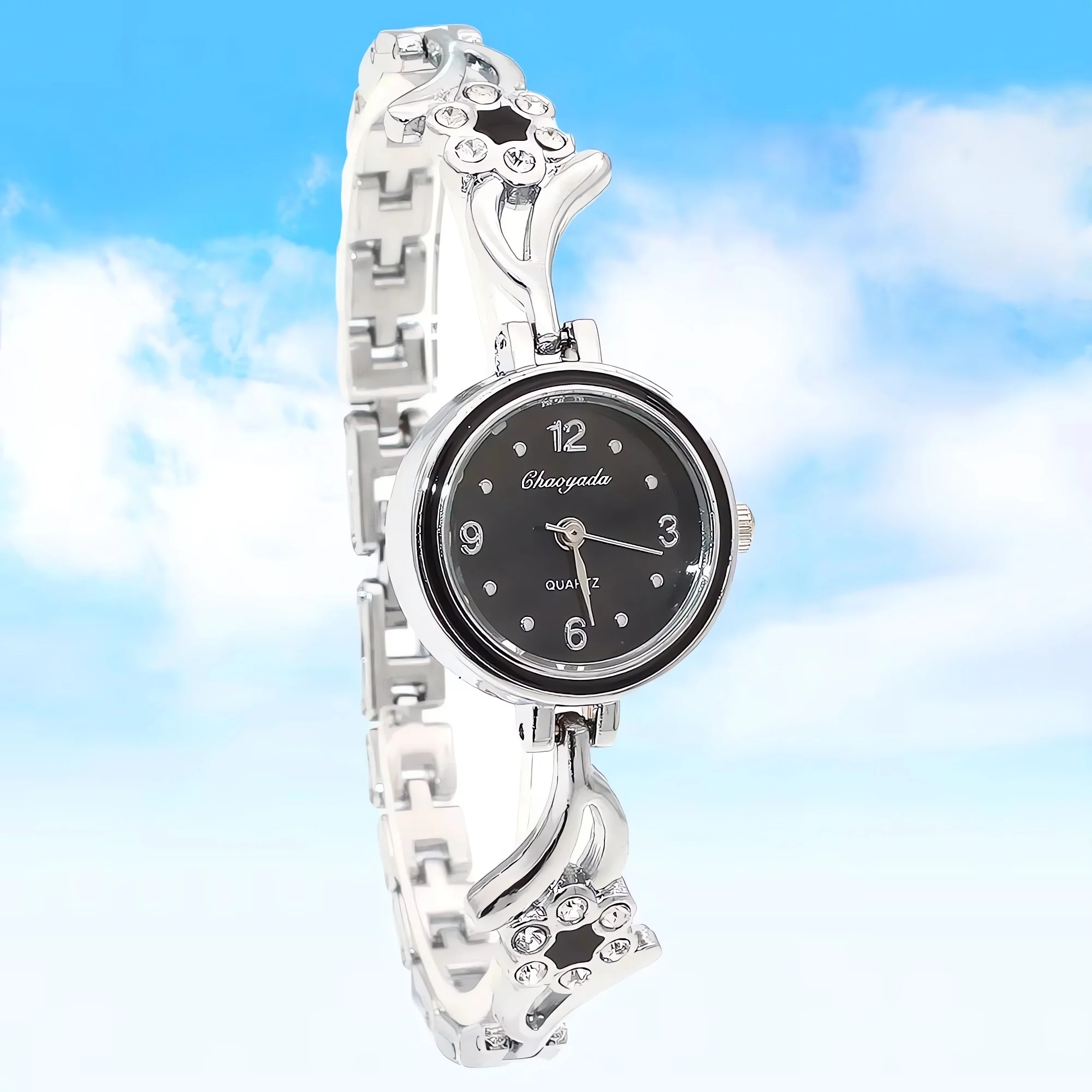 

Fashionable Ladies Quartz Watch Rhinestone Electronic Digital Timepiece for Women's Stylish Accessory