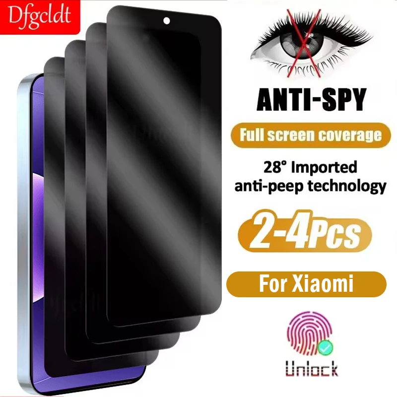 

2-4Pcs Anti-spy Protective Glass for Xiaomi 17 Pro Max 17Pro Privacy Screen Protector for Mi 15 17 Support Fingerprint Unlock