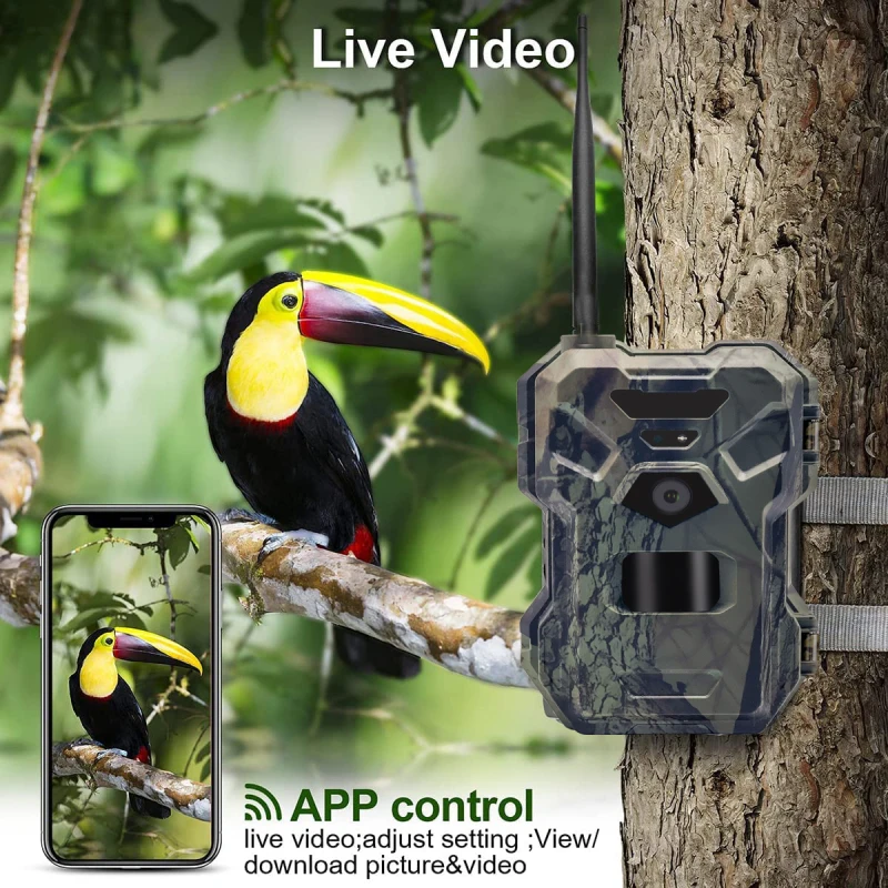 Outdoor 4G 30MP HD 2K APP Control Night Vision Trap Game 120 Degree Hunting Trail Cam Wireless Cellular Wildlife Camera Cam