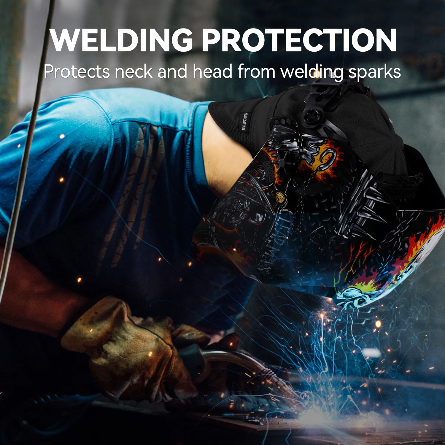 ARCCAPTAIN قبعات لحام عكسها 8 لوحة لحام واقية قبعة العمل 10 أوقية مقاومة للحريق مقاومة للحريق رئيس غطاء محرك السيارة الواقي