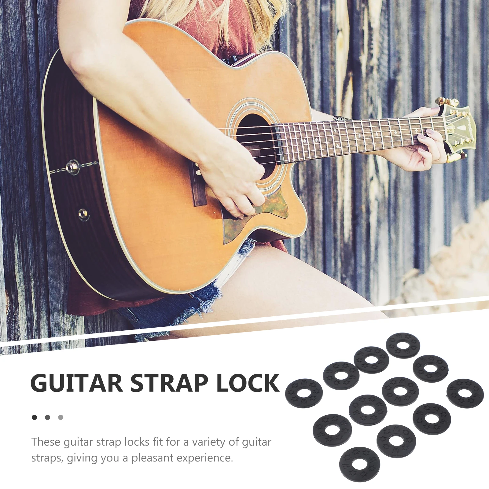 

12 Pcs Guitar Strap Lock Locking System Locks with Cushion Button Silica Gel Bass Buttons