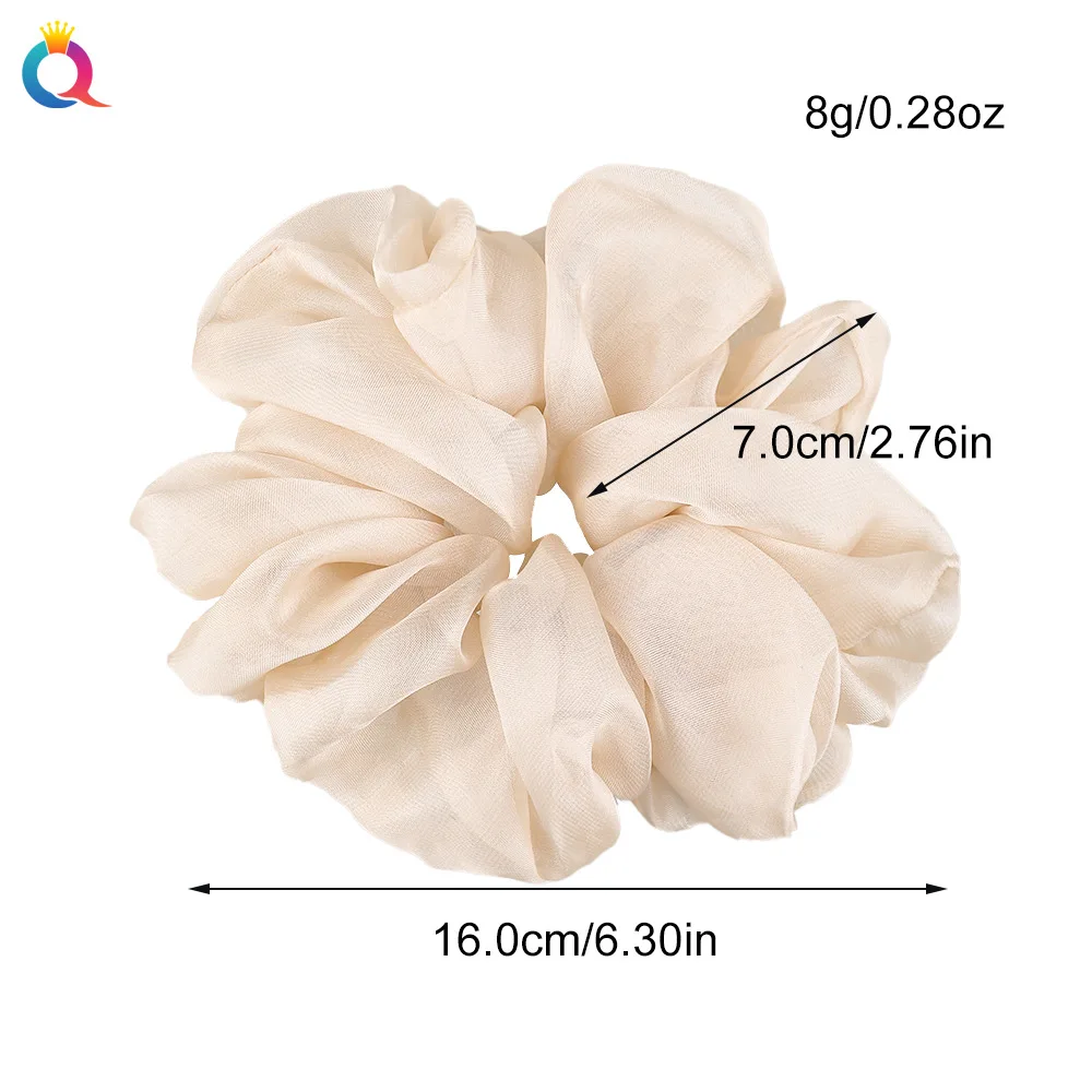 Women Silk Scrunchie Elastic Hair Ropes Band Ponytail Holder Headband Hair Accessories For Girls Chiffon Solid Color Hair Ties