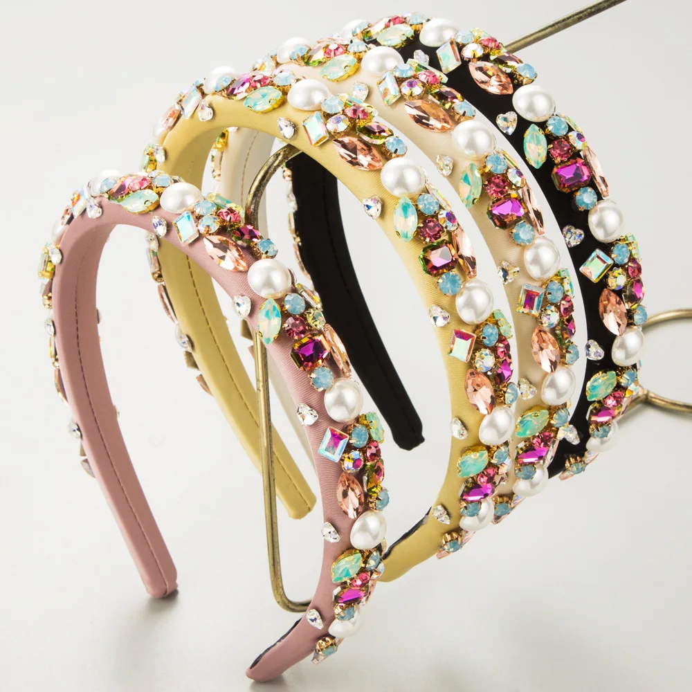 

Trendy new sponge thin edge headband, personalized inlaid with colored diamonds, high quality light luxury temperament, head hol
