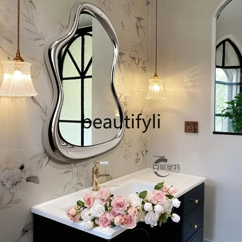 

2003Французское ретро-зеркало для ванной комнаты специальной формы, настенное бытовое зеркало для макияжа, зеркало неправильной формы