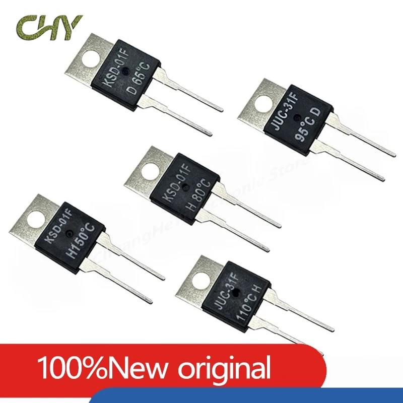 10Pcs KSD‑01F JUC‑31F Thermal Switch Thermostat 0‑150℃ Normally Open Normally Close TO‑220 Temperature Protector Thermal Relay