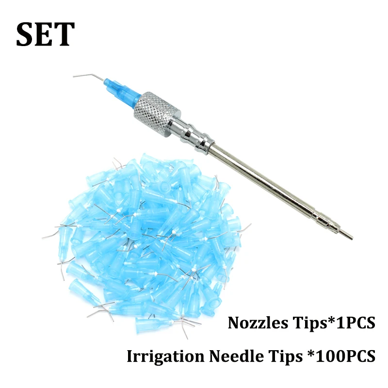 1PC 3 Way Air Water Syringe Spray Nozzles Tips Tube With 100 Pcs Irrigation Bent Needle Tips For Teeth Whitening Dental Lab